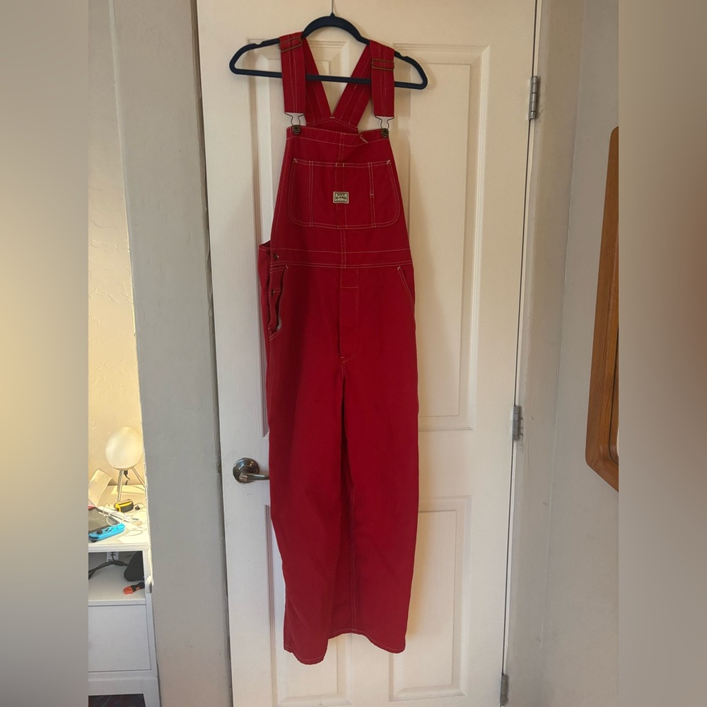 Hey Gang Overalls in Red